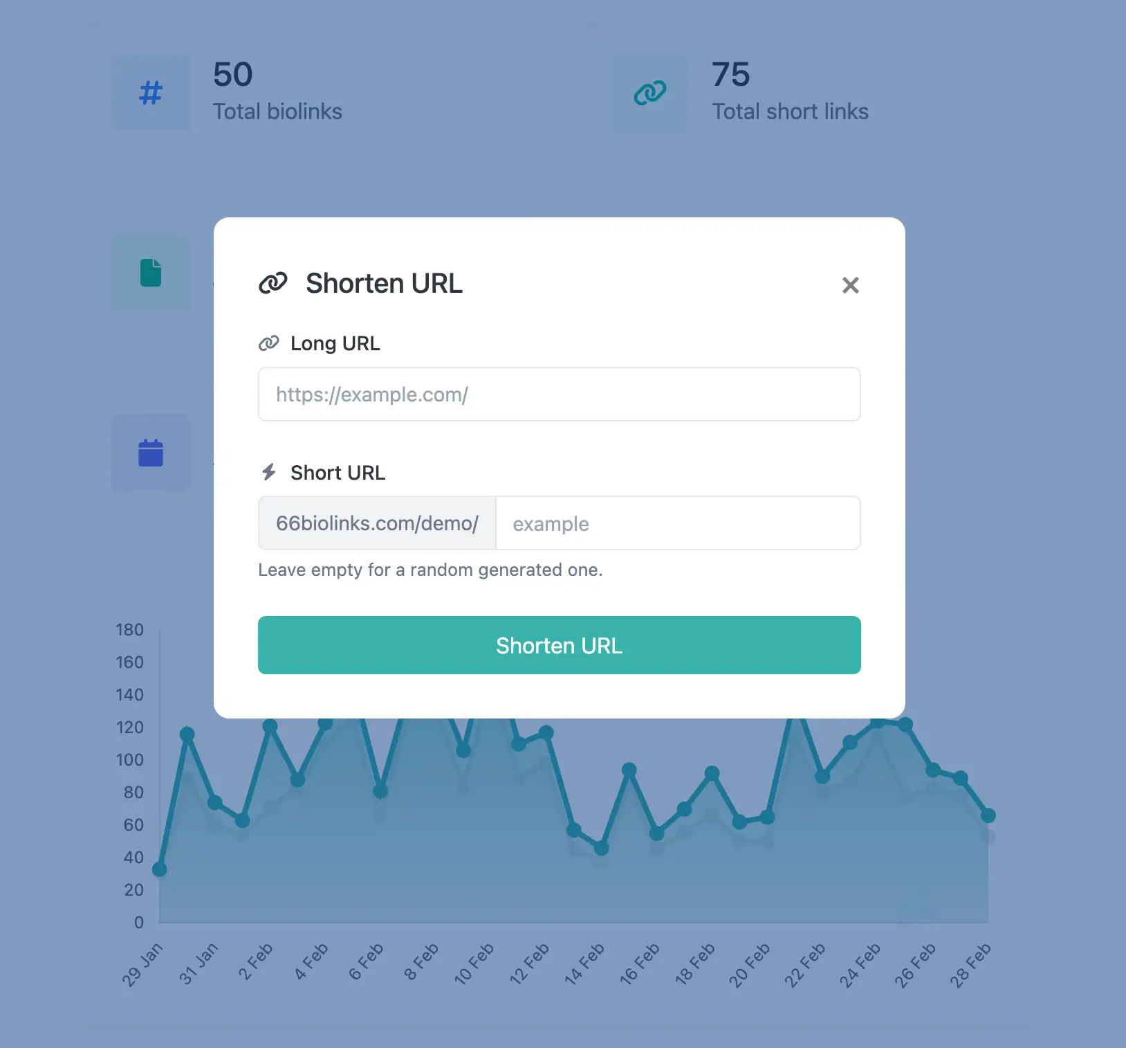 Captura de tela da página de edição de URL curto do aplicativo